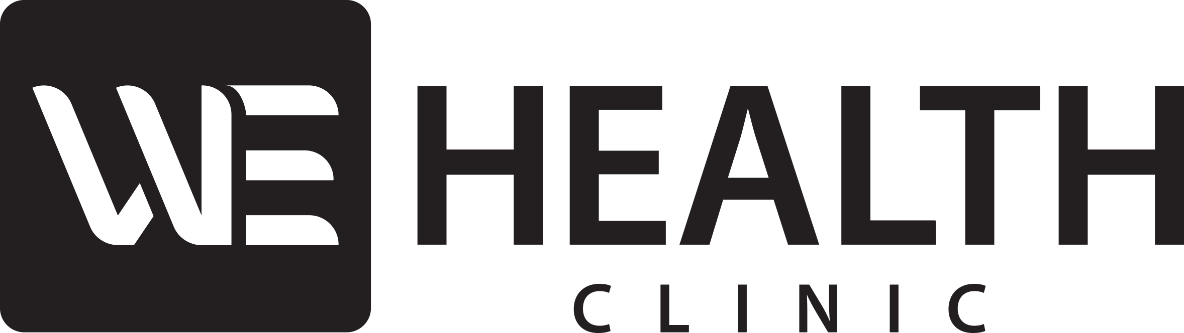 WE Health Clinic logo black and white